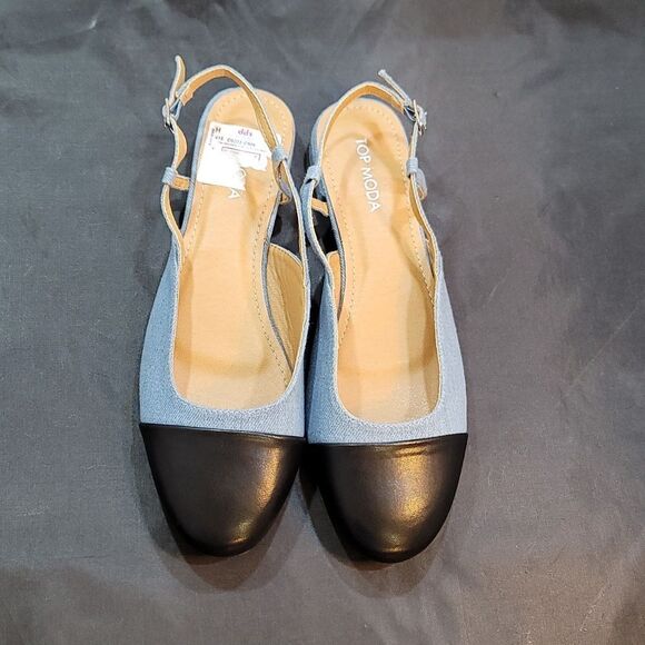 BRAND NEW TOP MODA SLINGBACK LOW BLOCK-HEEL ADJUSTABLE BUCKLE SHOE - Picture 3 of 14